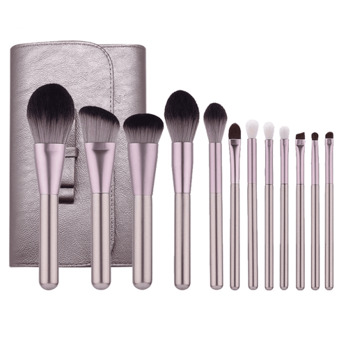 12Pcs Makeup Brushes Face Lip Eyebrows powder brush+Professional makeup Bag