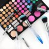 10pcs Professional Makeup Brush with Crystal Handle Foundation Brush (Crystal blue) with 1pcs Wine red Bag